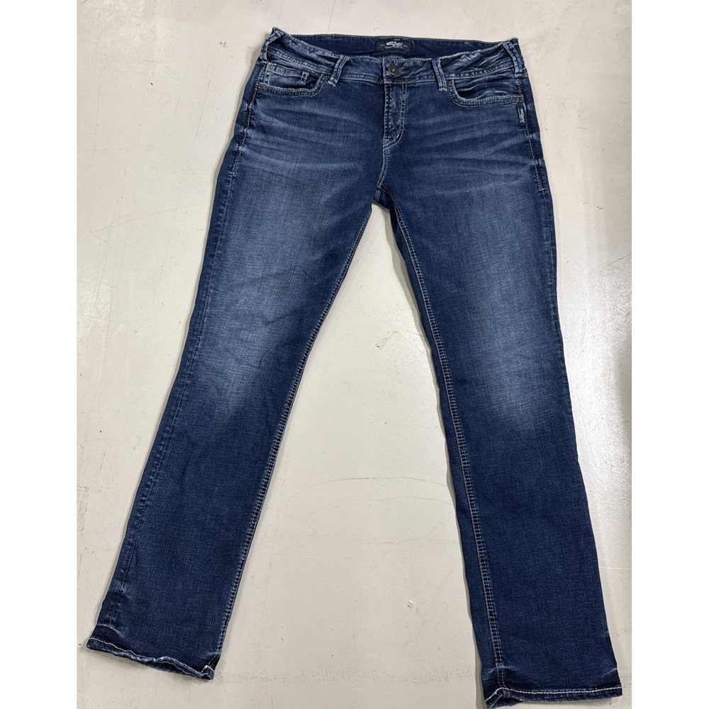 Silver Jean Womens 33x32 Blue Denim Elyse Straight Stretch Jeans Western Cowgirl